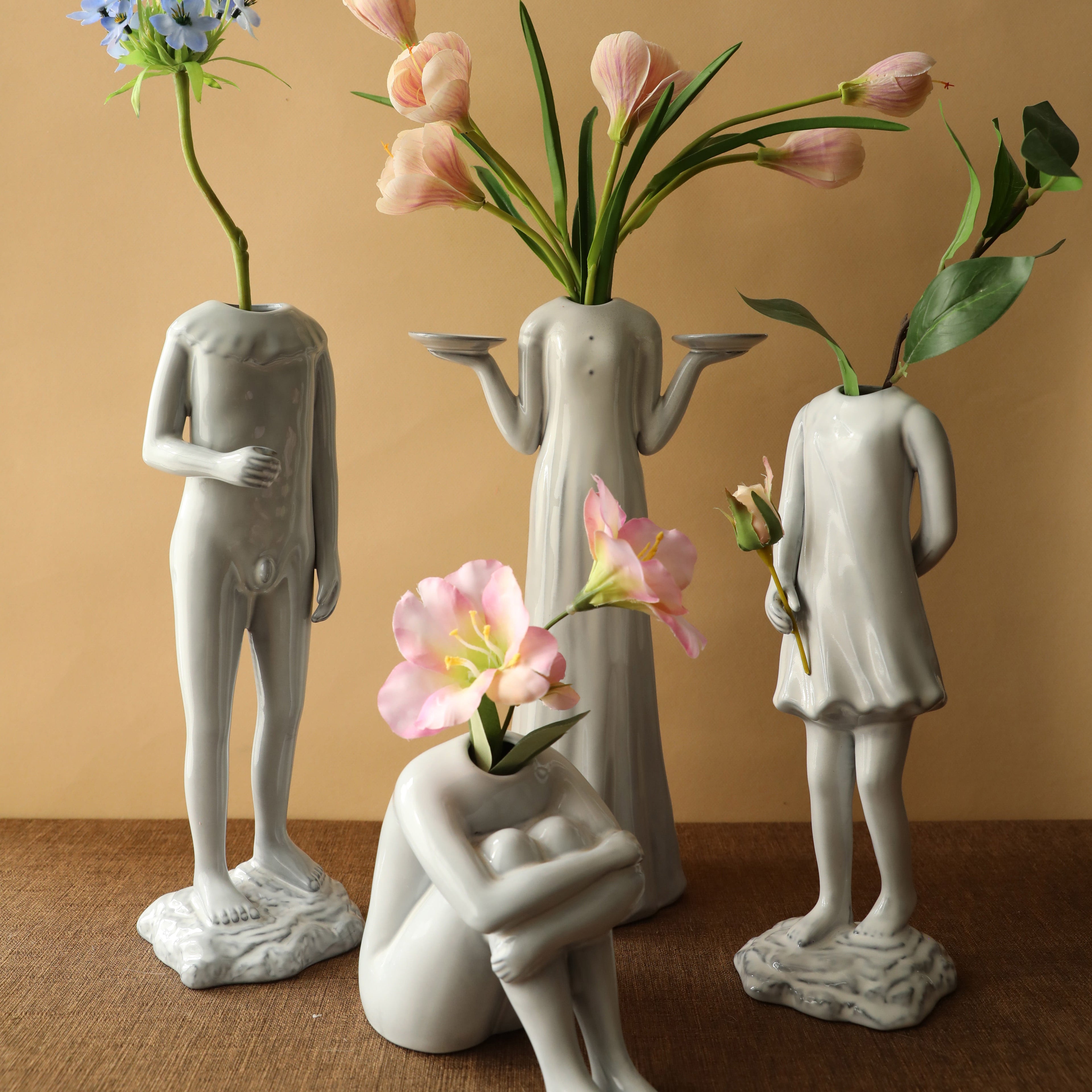 Sculptural Serenity Figurine Vase