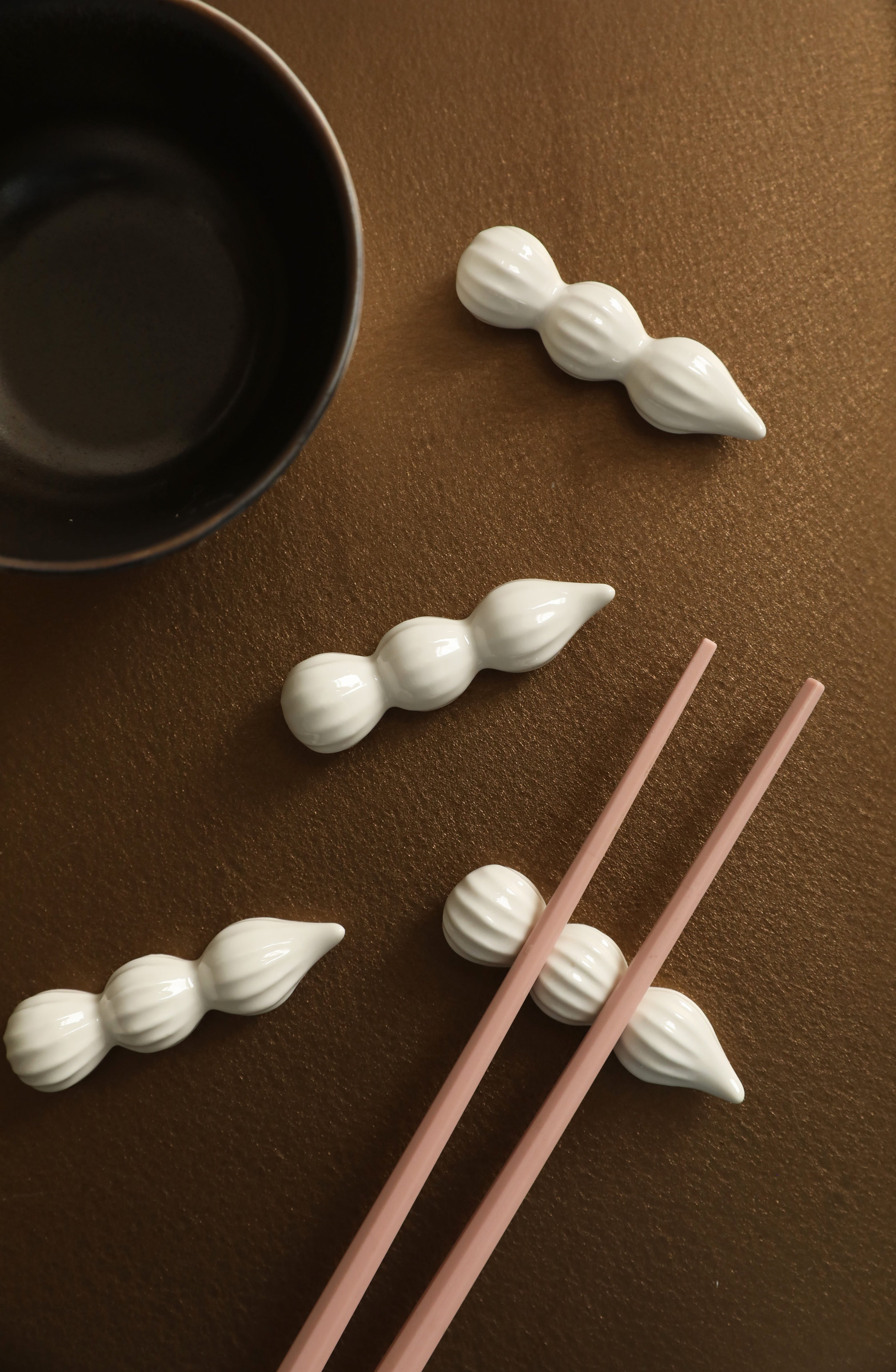Whipped Cream Porcelain Chopstick Rests (Set of Two)