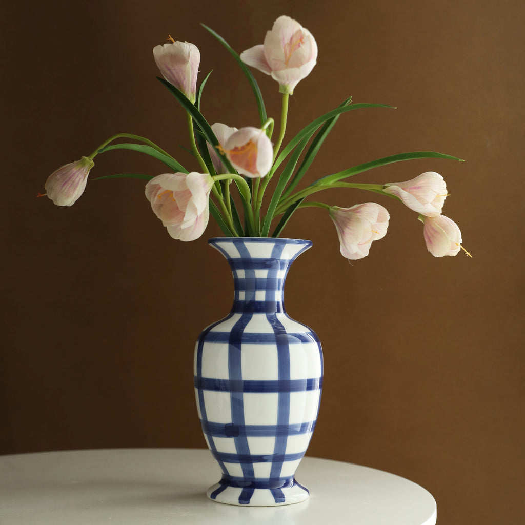 Indigo Lattice Heritage Vase
