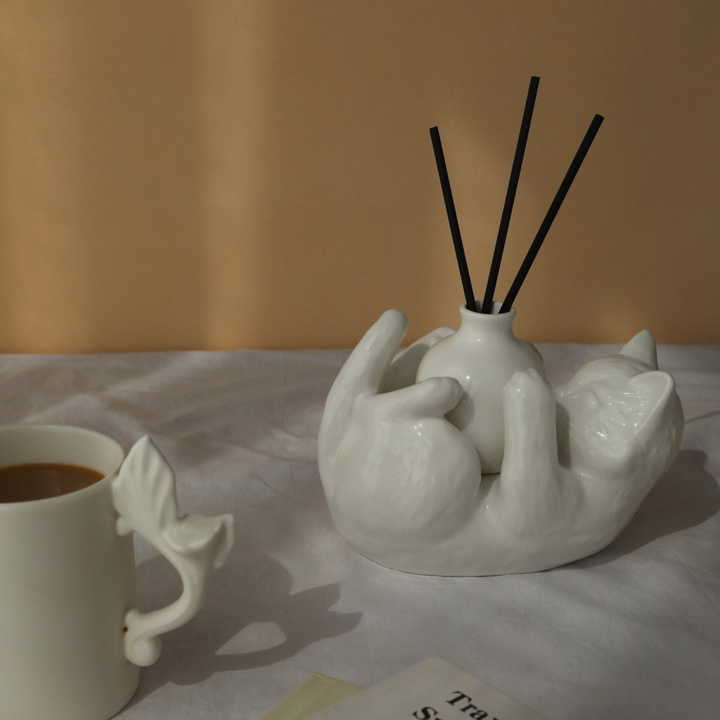 Cat Embrace Ceramic Diffuser & Vase