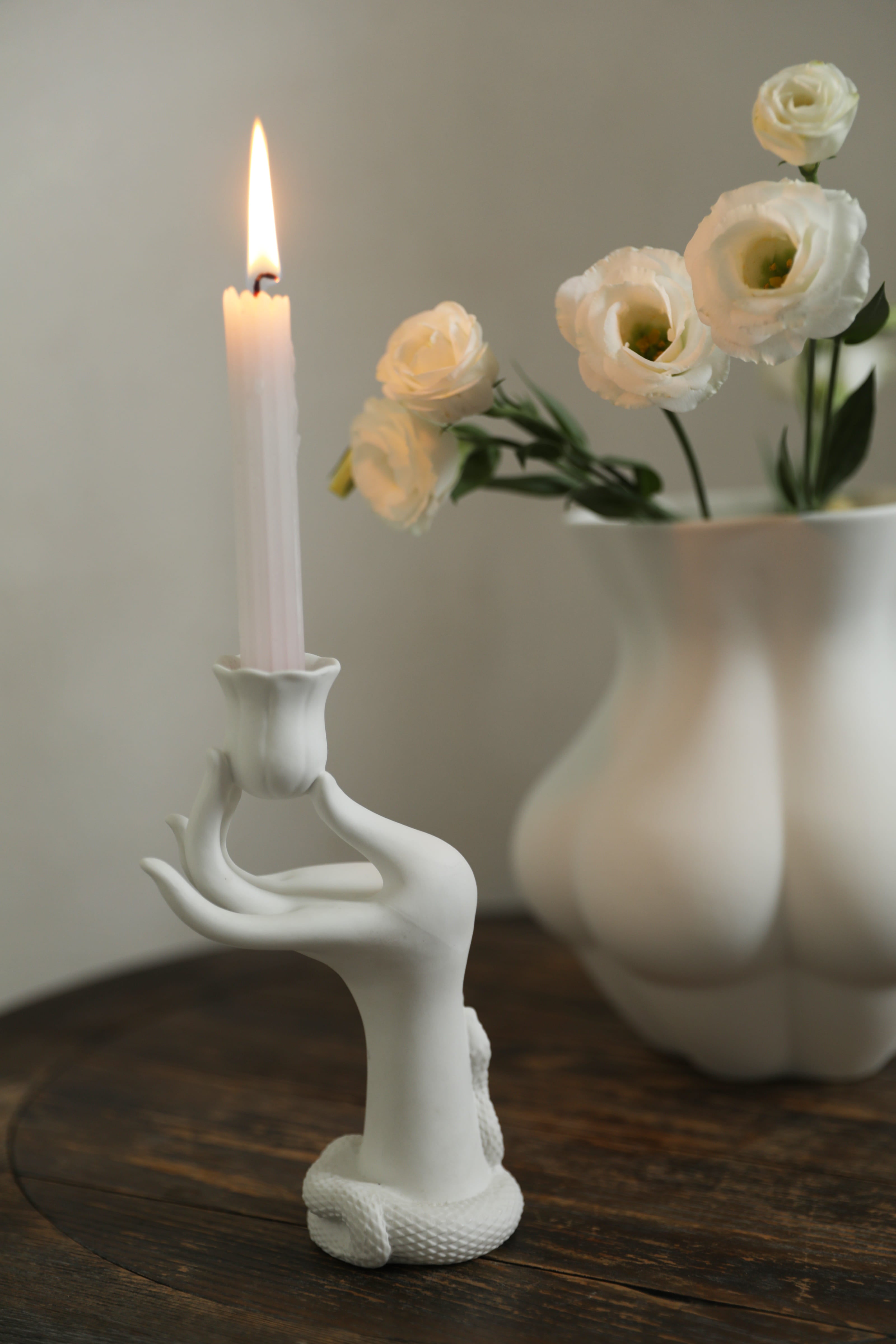 Serpentine Gesture Porcelain Hand Candle Holder