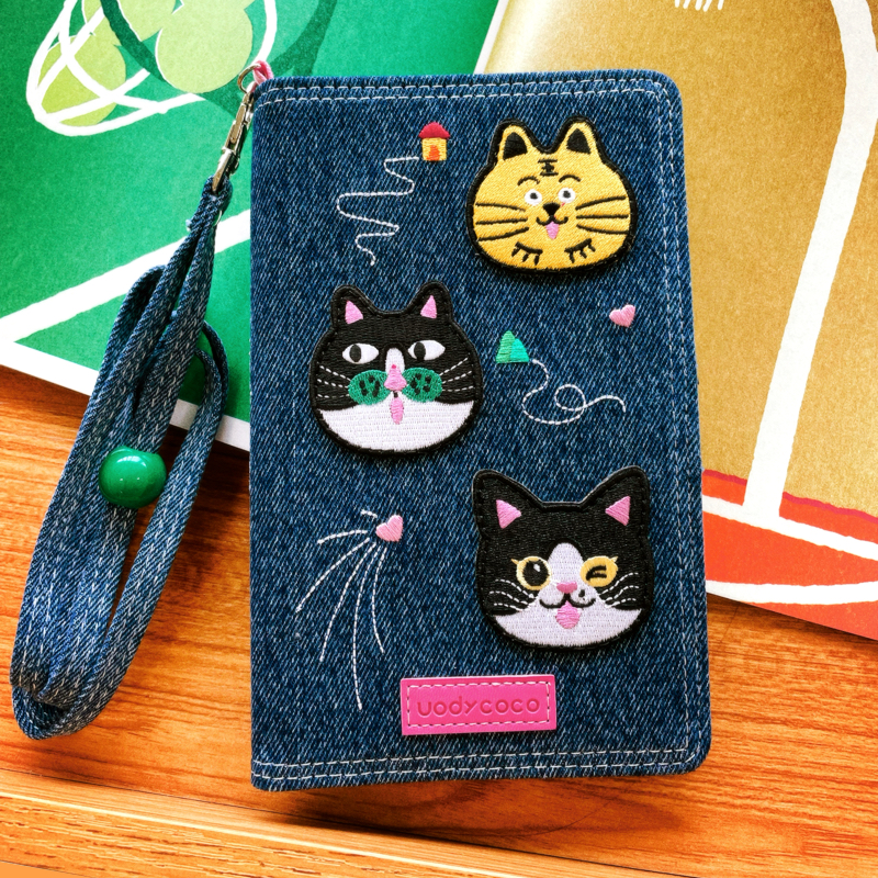 Passport Purr Parade Denim Travel Wallet