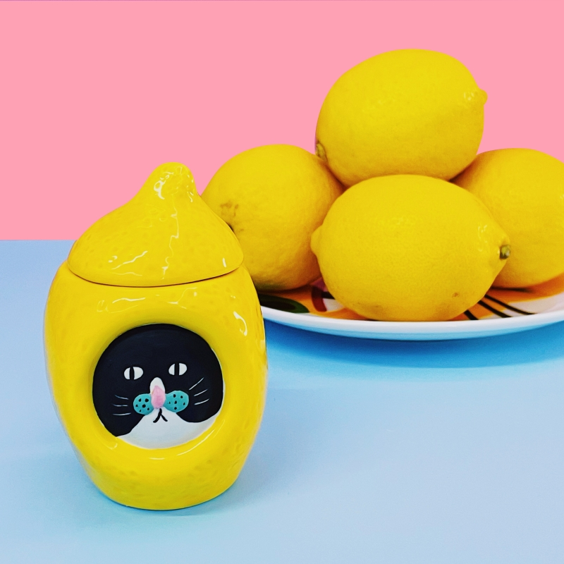 Lemon Kitty Hideout Toothpick Jar