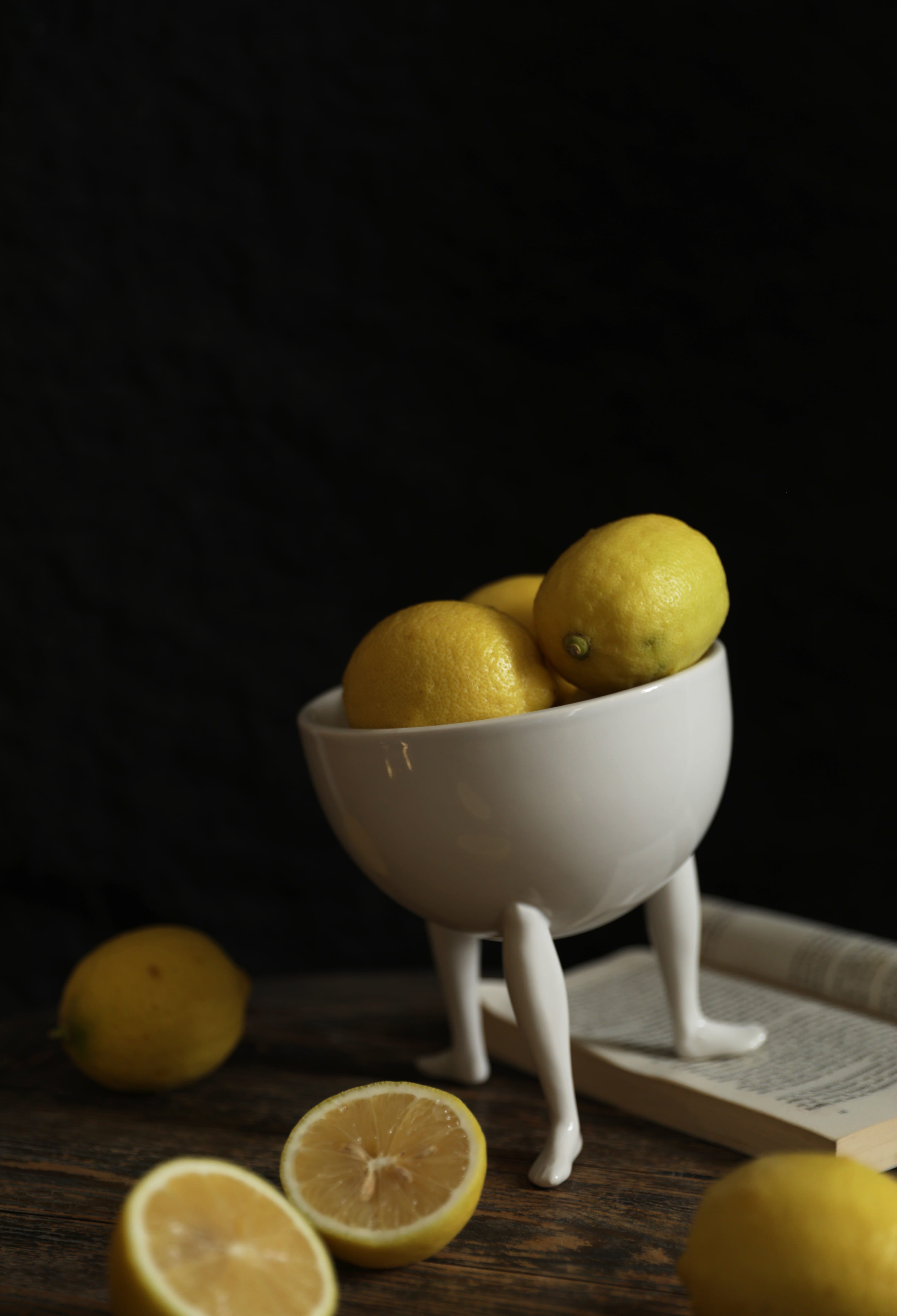 Lemon Parade Three Leg Ceramic Fruit Bowl