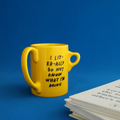 Self Confidence Triple Handle Yellow Ceramic Mug