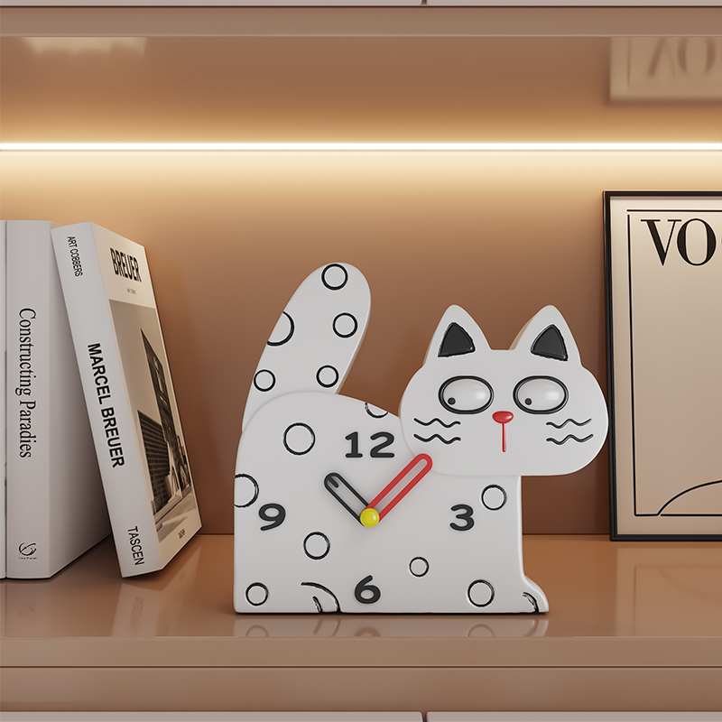 Whimsy Cat Polka Dot Clock