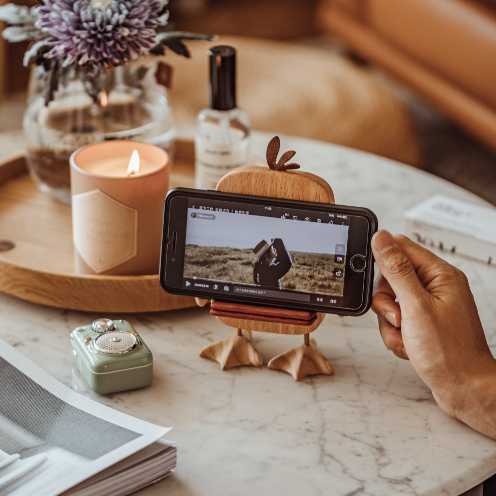 Existential Duck Wooden Phone Stand