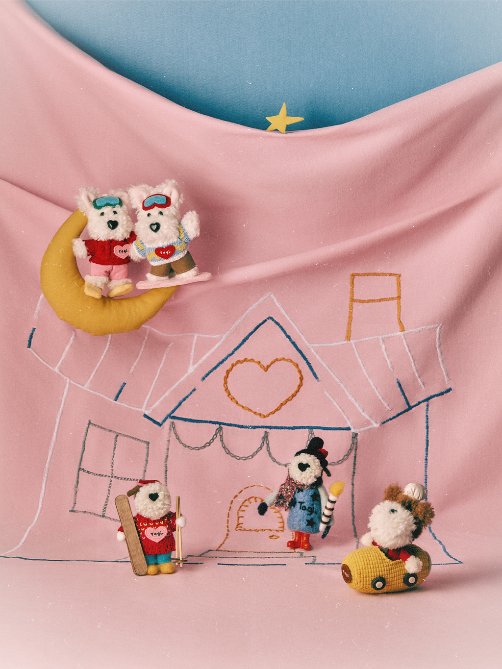 Snow Puff Ski Dog Felt Charm Series