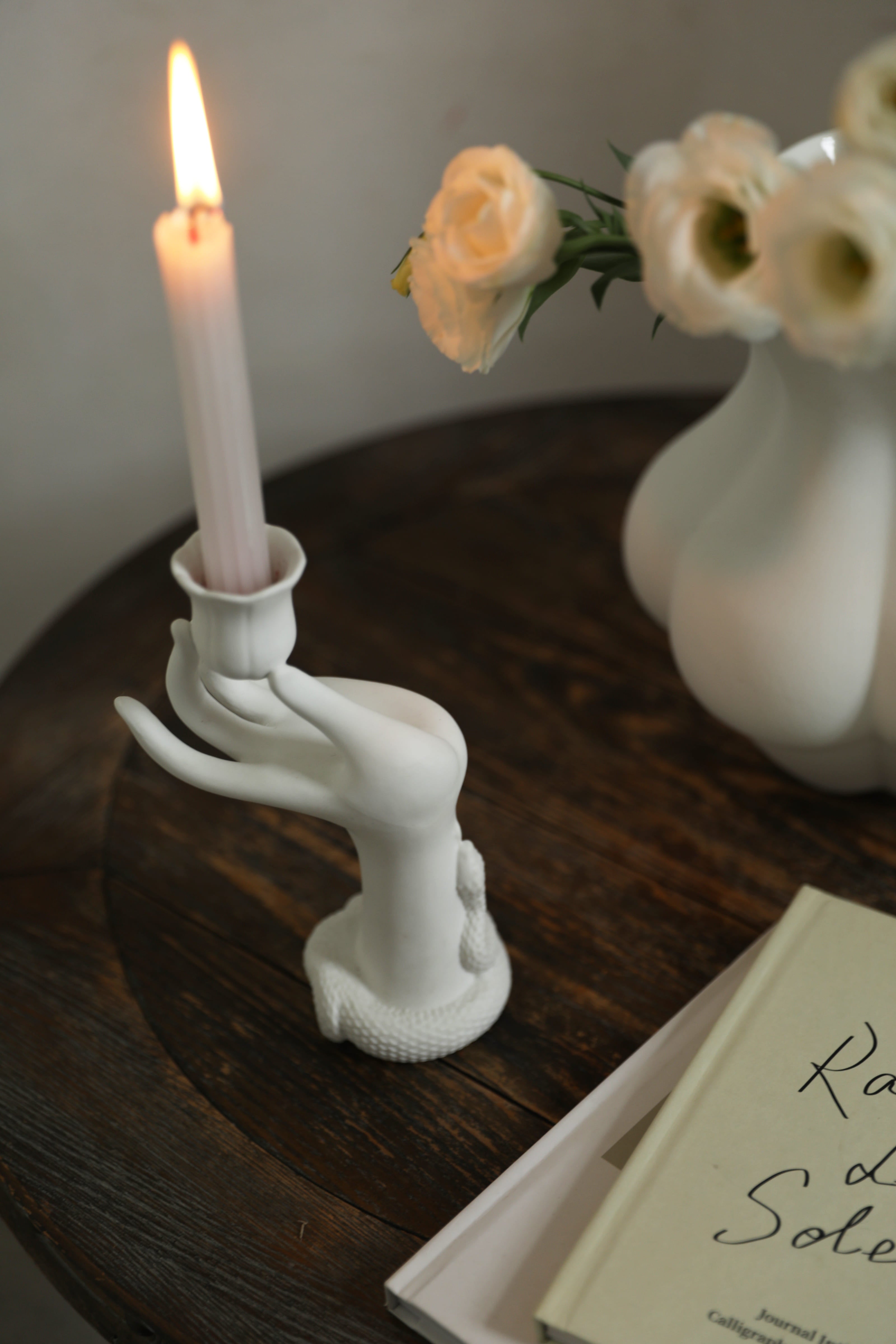 Serpentine Gesture Porcelain Hand Candle Holder