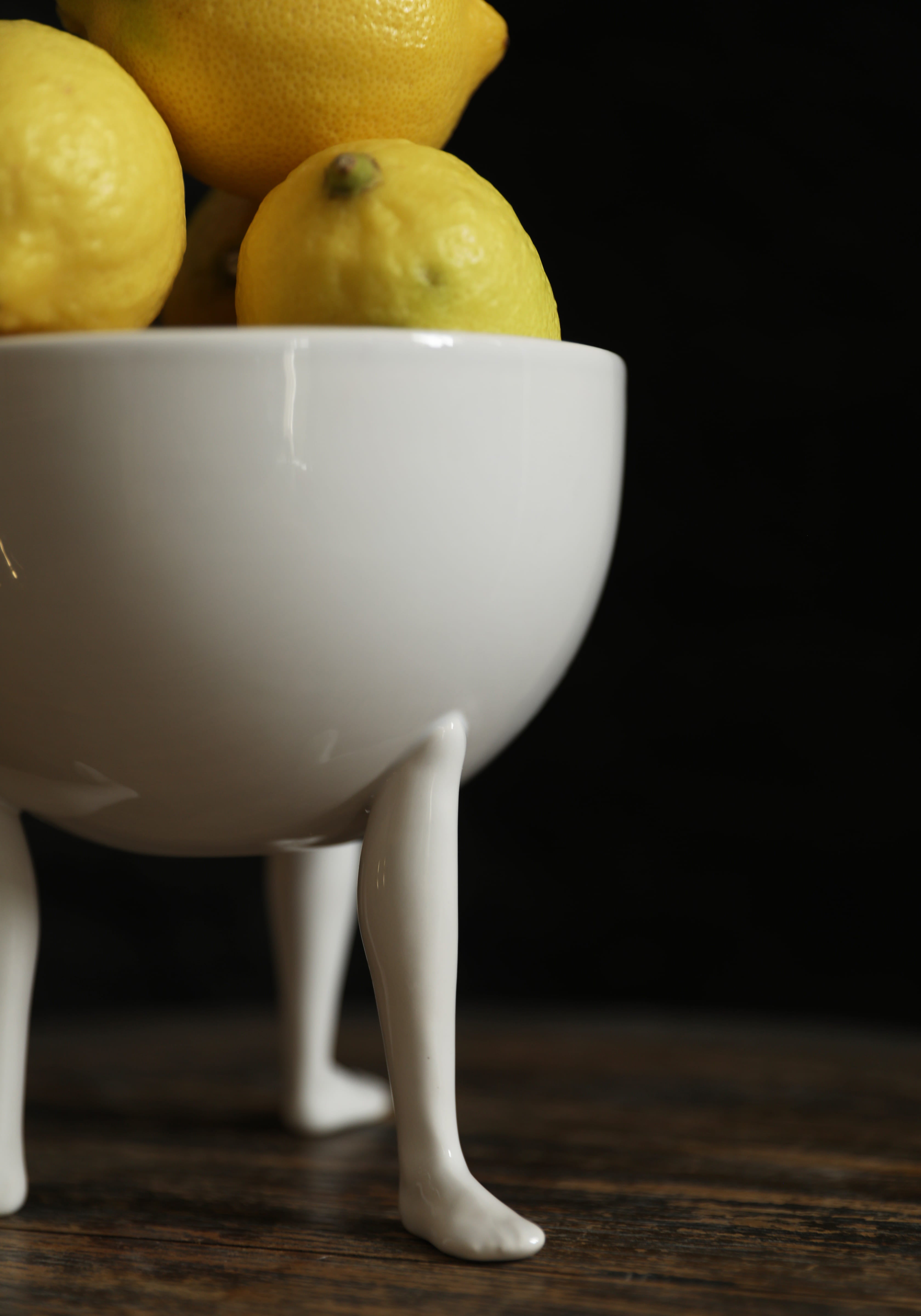 Lemon Parade Three Leg Ceramic Fruit Bowl