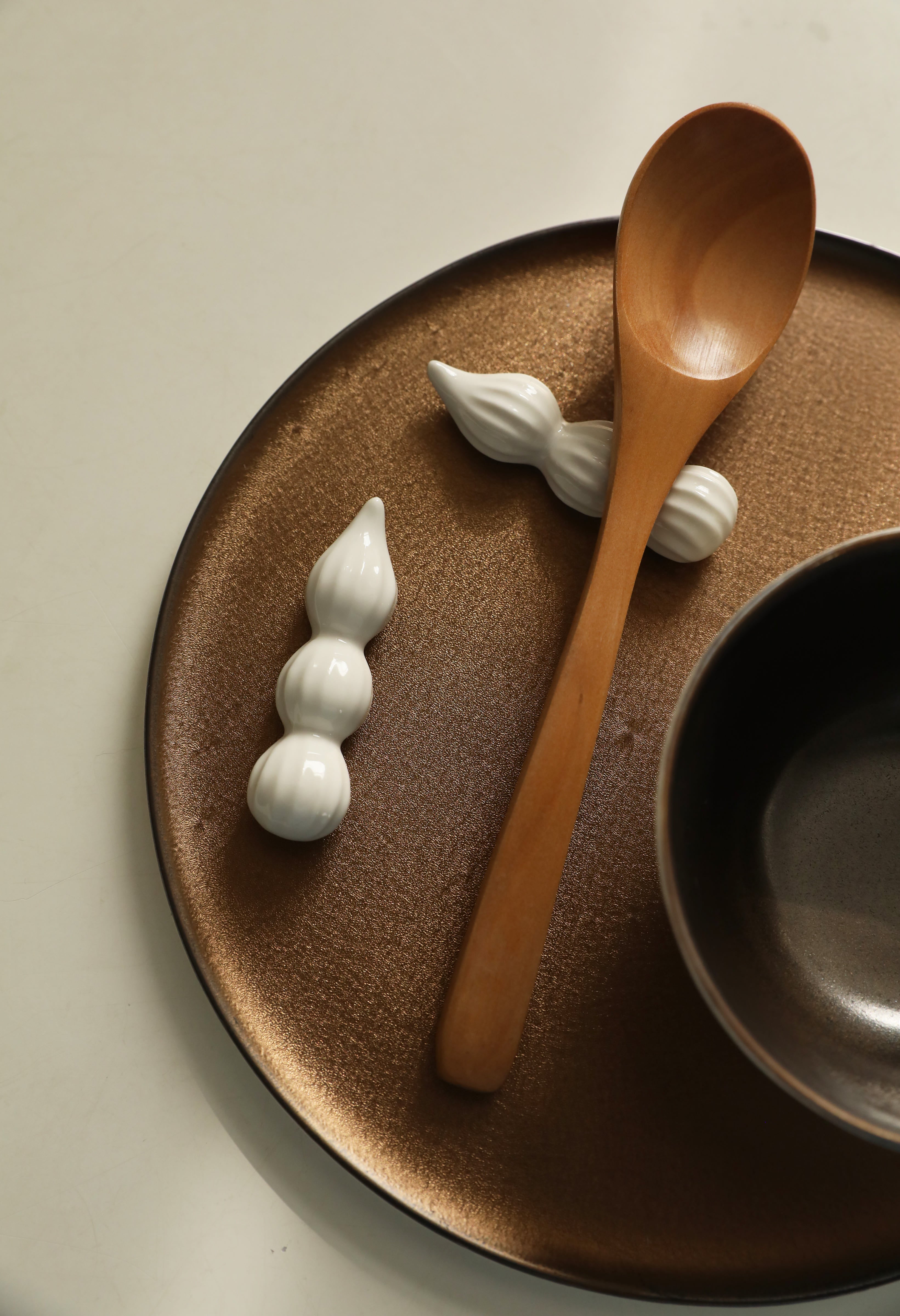 Whipped Cream Porcelain Chopstick Rests (Set of Two)