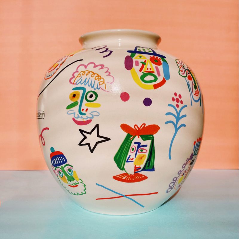 Masquerade of Faces Vase