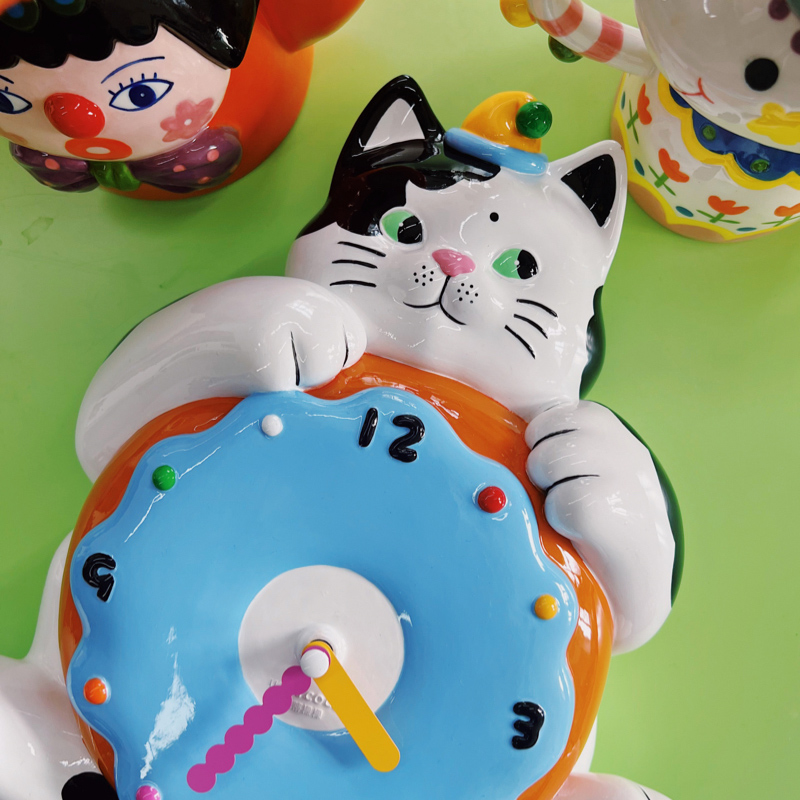 Donut Time Cat Clock