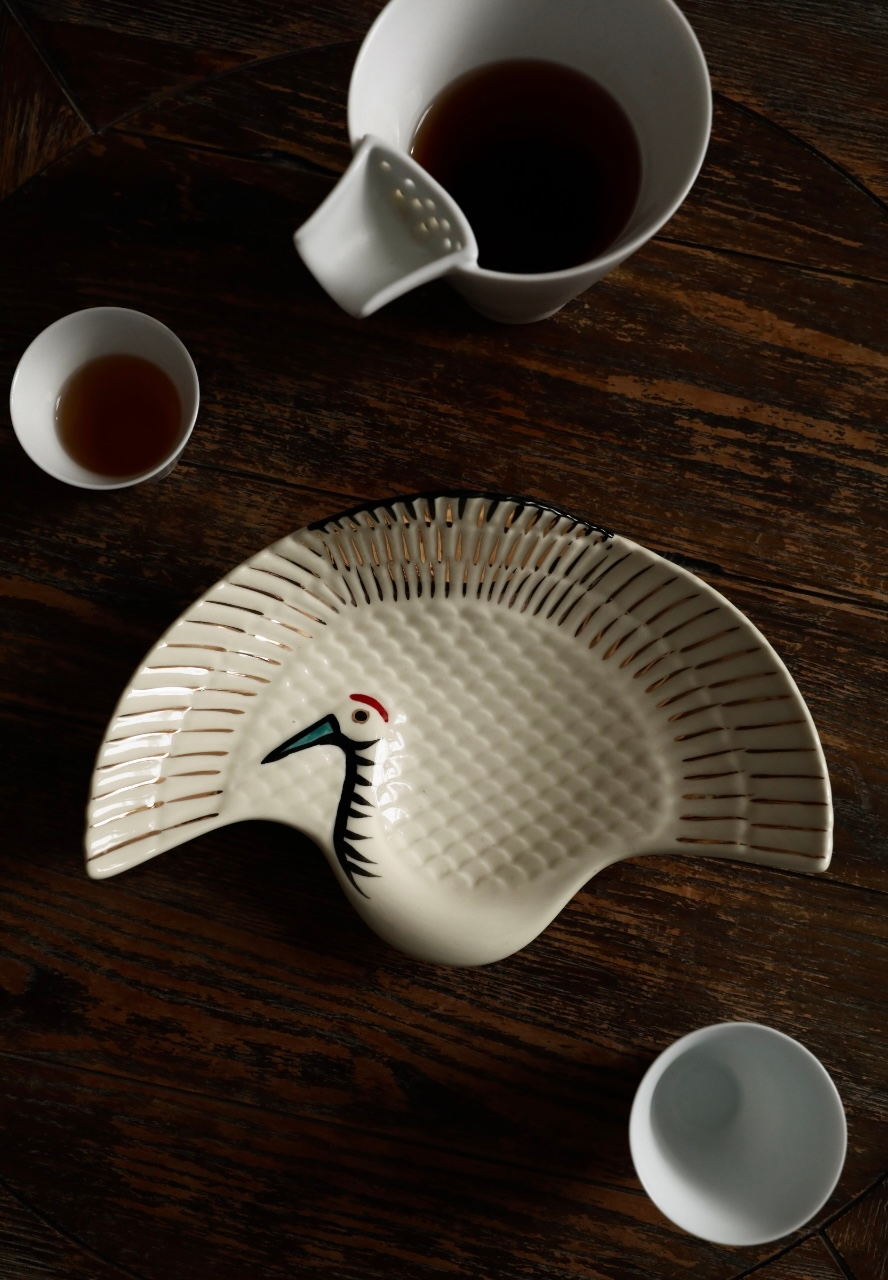 Dancing Crane Ceramic Plate