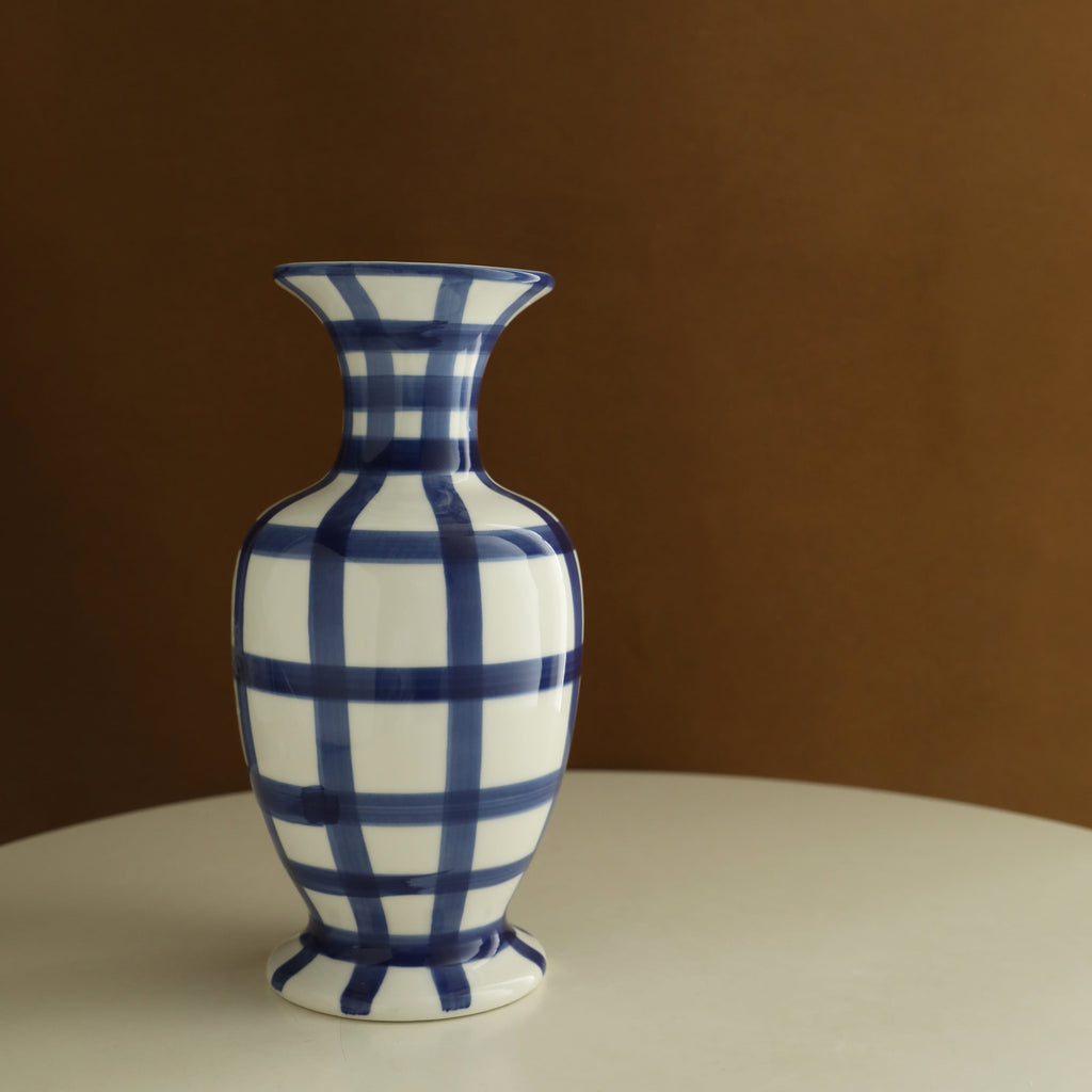 Indigo Lattice Heritage Vase