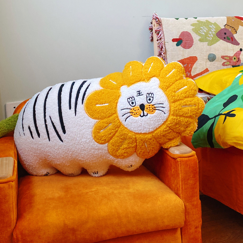 Tiger in a Lion’s Mane Pillow