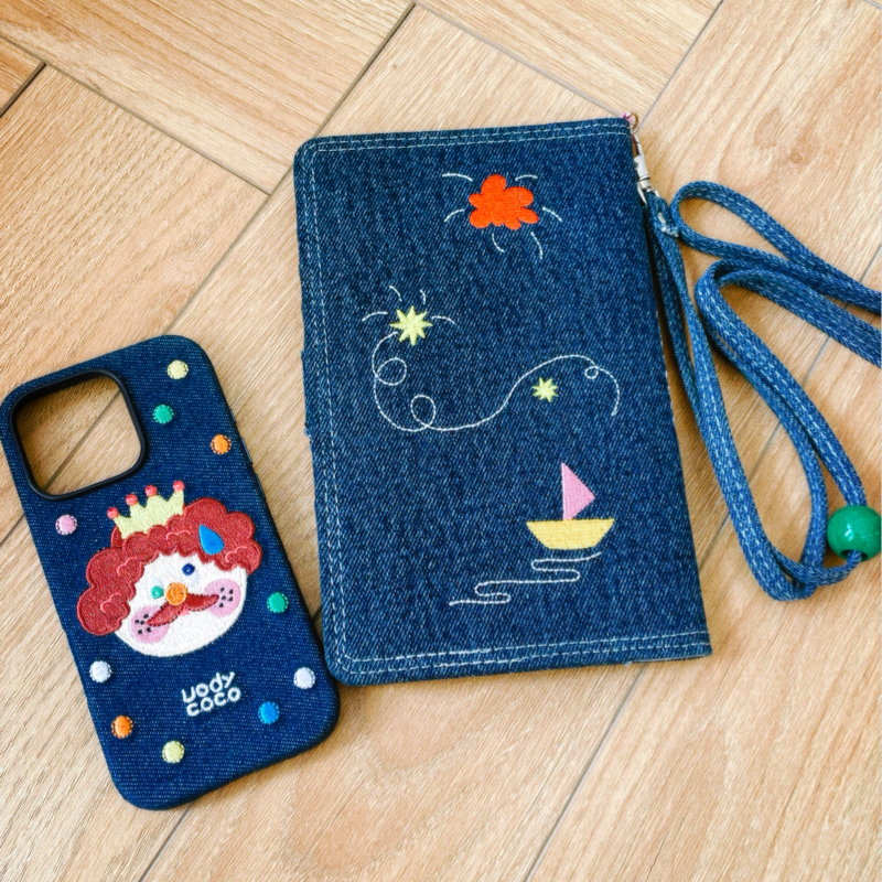 Passport Purr Parade Denim Travel Wallet