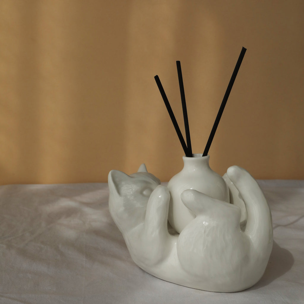 Cat Embrace Ceramic Diffuser & Vase