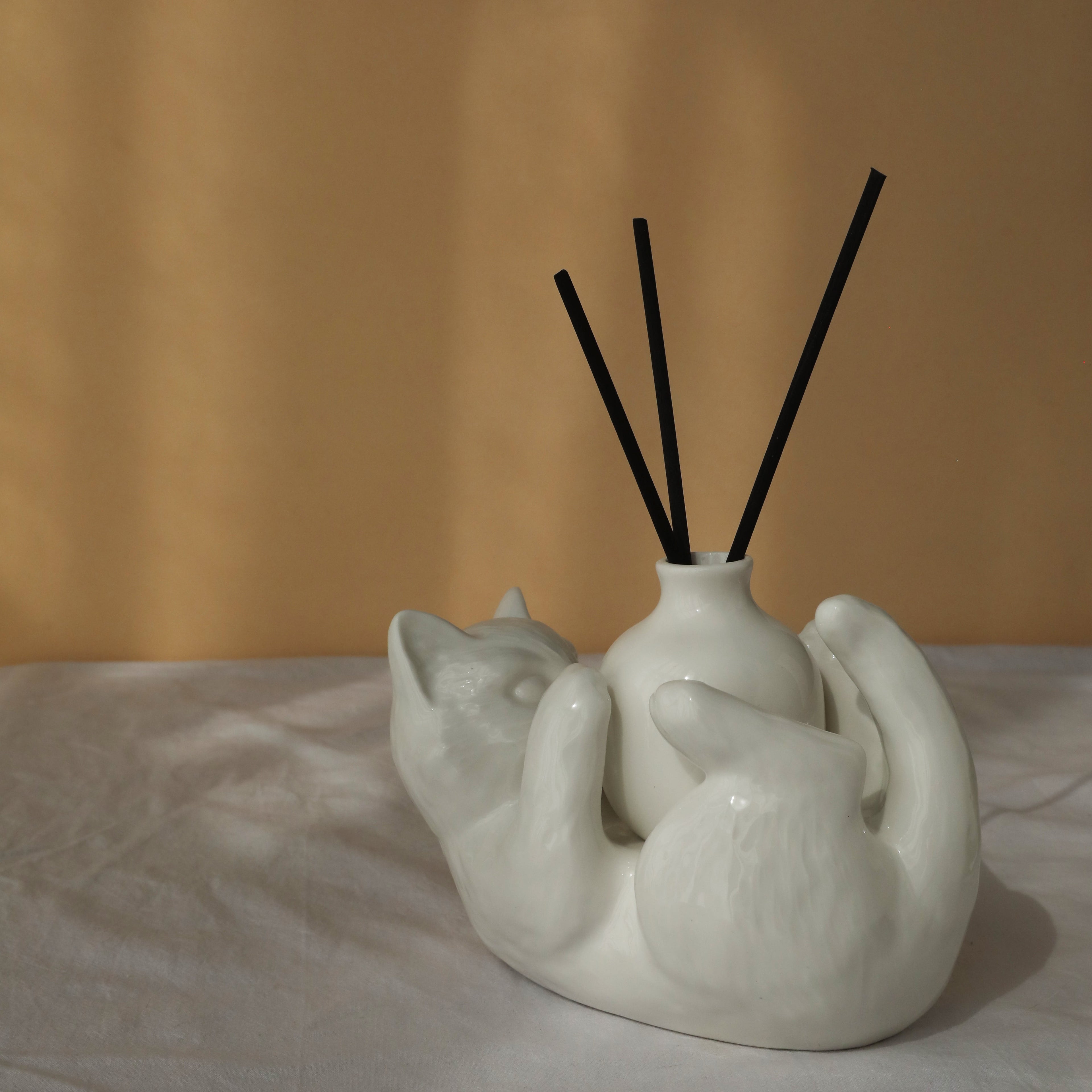 Cat Embrace Ceramic Diffuser & Vase