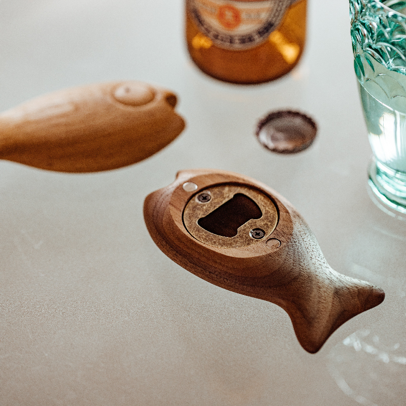 Lazy Little Fish Wooden Bottle Opener & Magnet