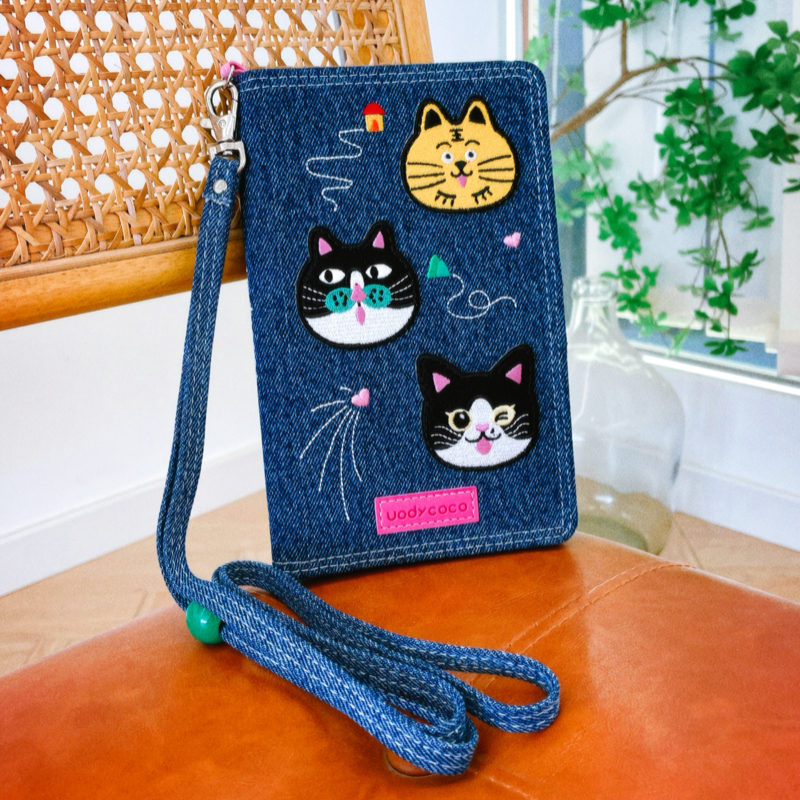 Passport Purr Parade Denim Travel Wallet