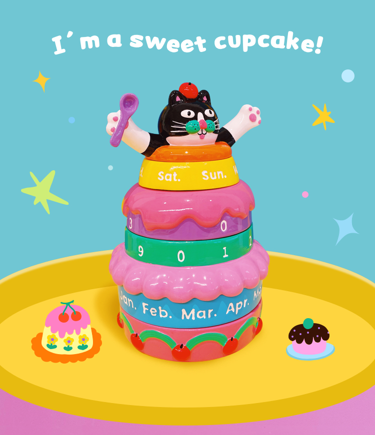 Cake Day Every Day Perpetual Kitty Calendar