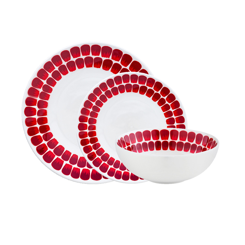Crimson Petal Parade Ceramic Dinnerware - Blush & Bloom Trio image