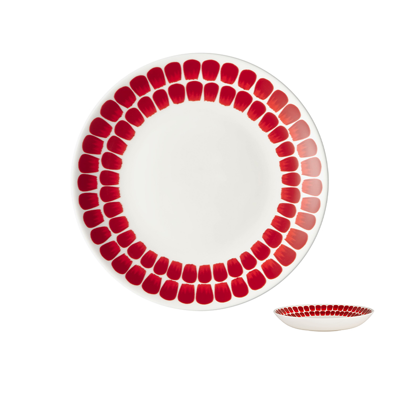 Crimson Petal Parade Ceramic Dinnerware - Scarlet Waltz Deep Plate image