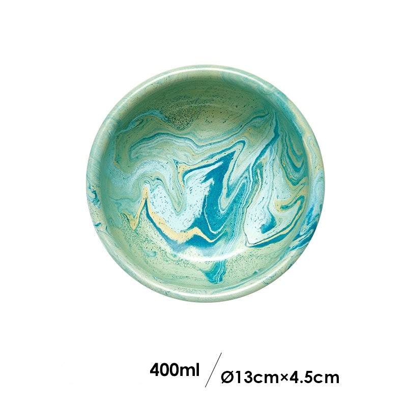 Swirly Whirly Enamel Bowl - Mint Marble (S) image