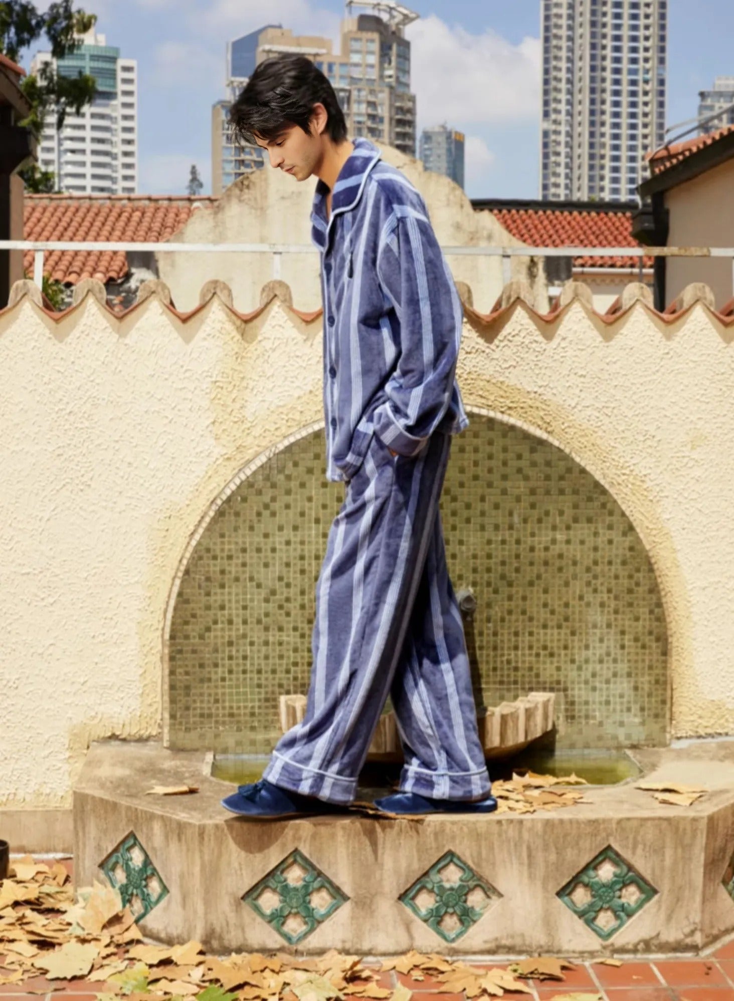 Panther Stride Striped Pajama Set image 2