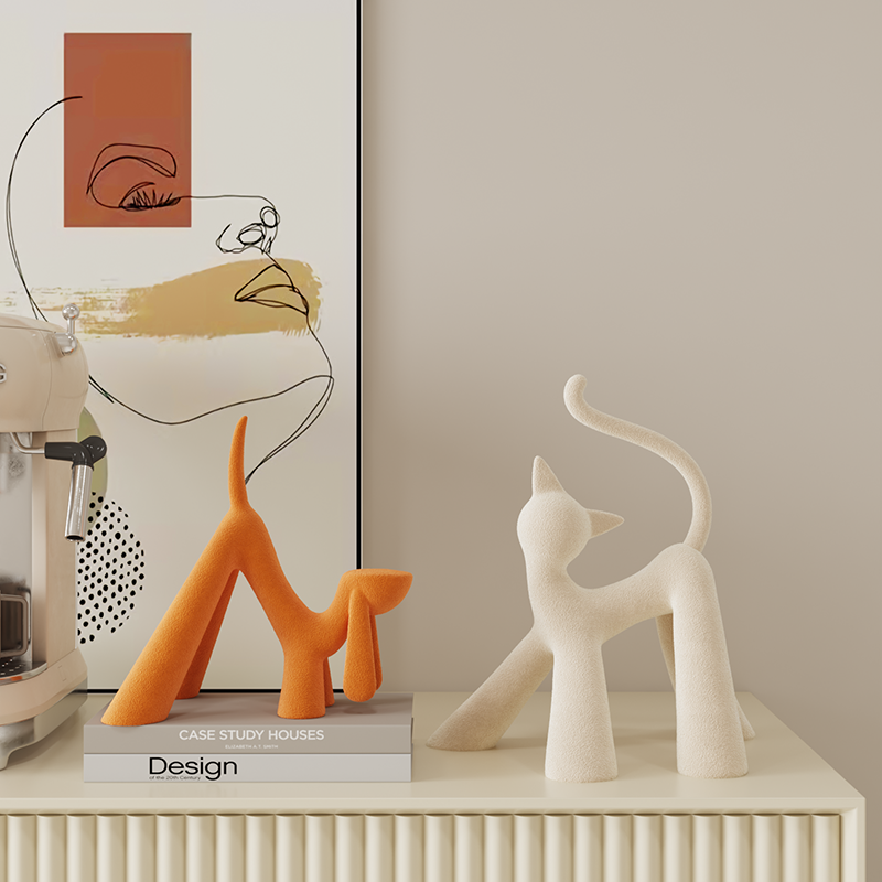 Pounce & Wag Modern Pet Duo - Cream Cat & Pumpkin Dog Duo image