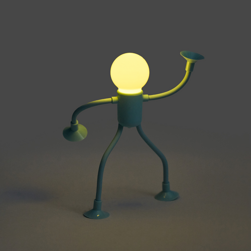 Funky character lamp with bendy limbs and suction-cup feet