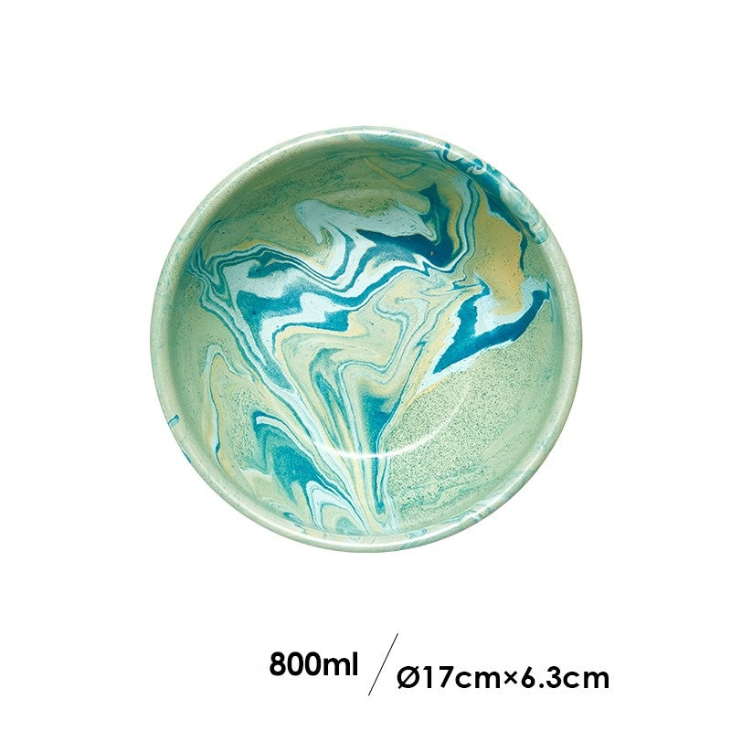 Swirly Whirly Enamel Bowl - Mint Marble (L) image