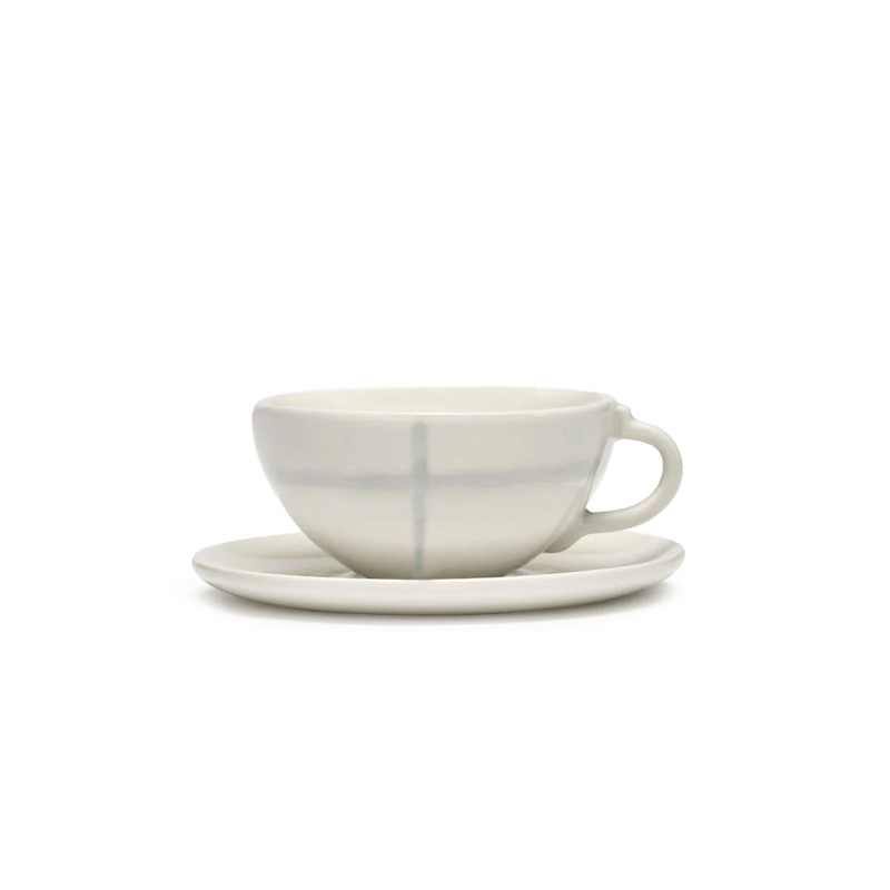 Gridlight Ceramic Cup & Saucer Set - Cloud White Espresso image