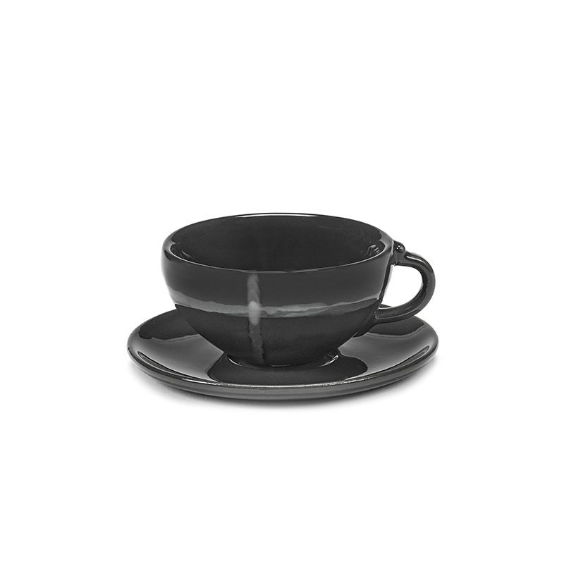 Gridlight Ceramic Cup & Saucer Set - Ink Black Espresso image