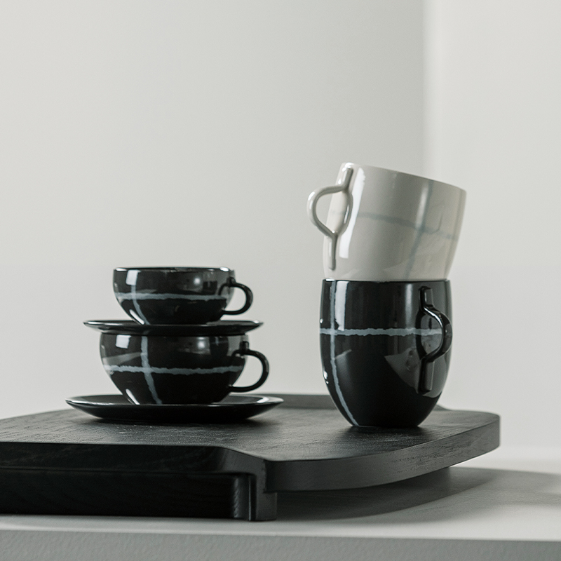 Gridlight Ceramic Cup & Saucer Set image 1