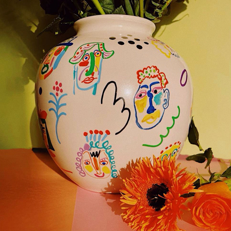 Masquerade of Faces Vase
