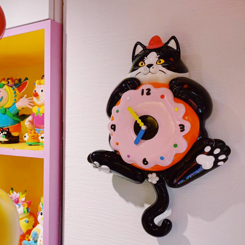 Donut Time Cat Clock