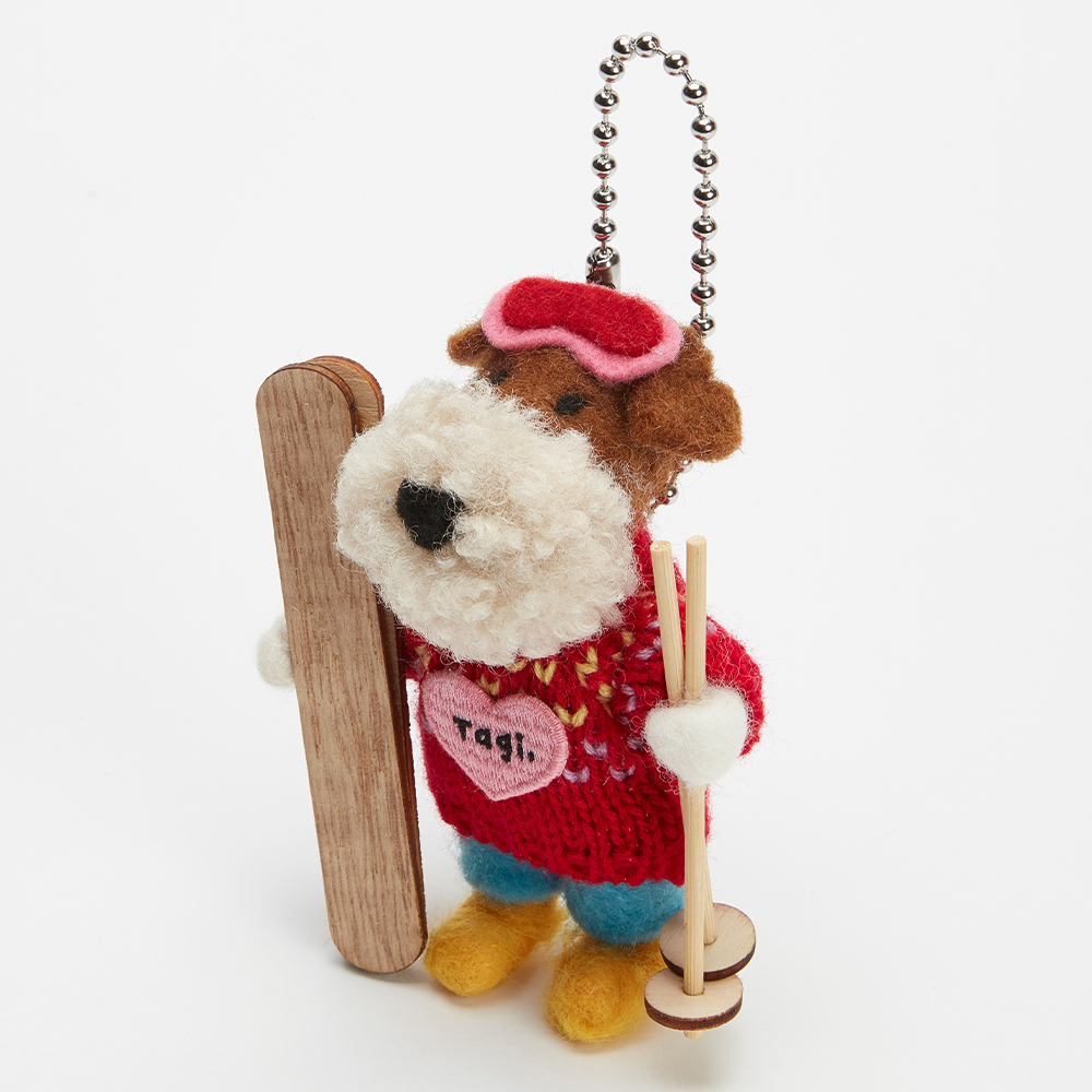 Snow Puff Ski Dog Felt Charm Series