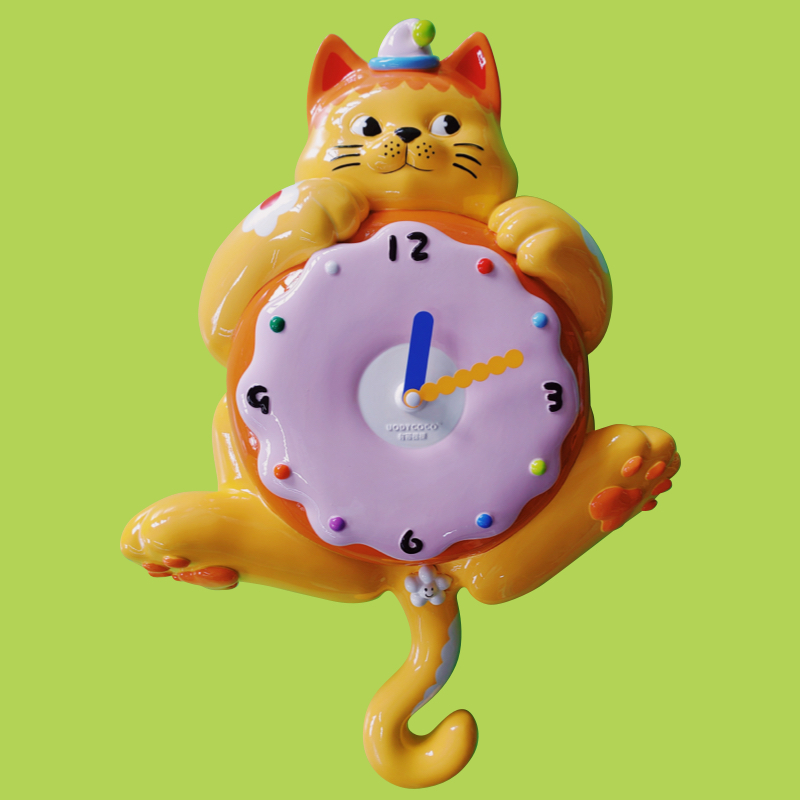 Donut Time Cat Clock