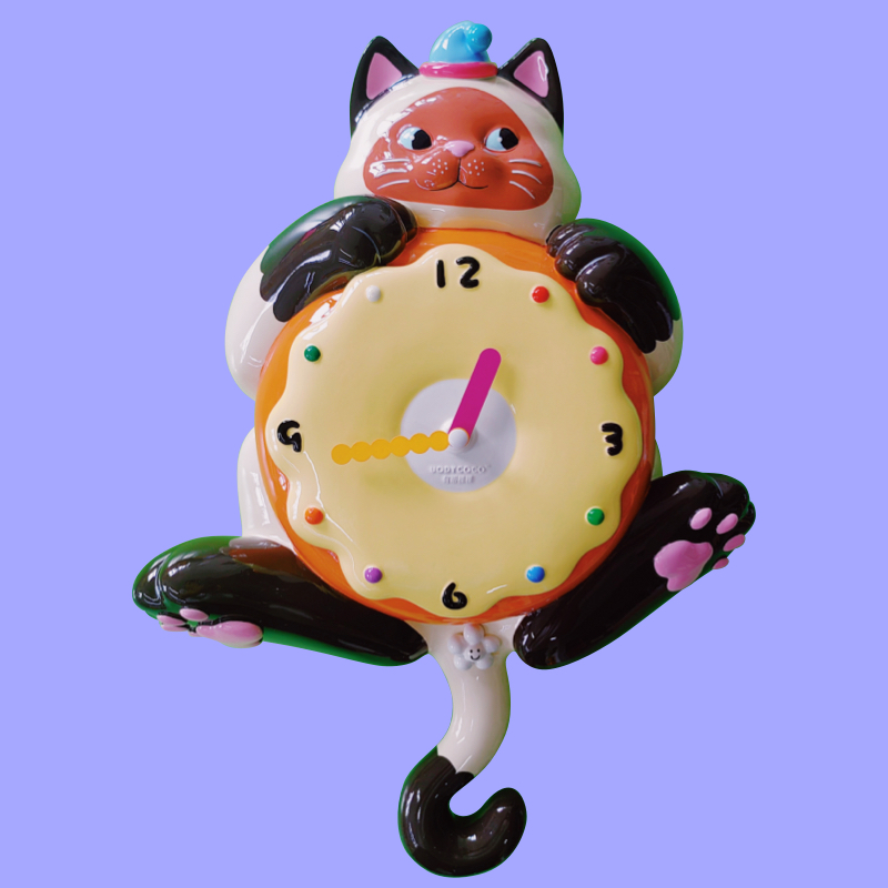 Donut Time Cat Clock