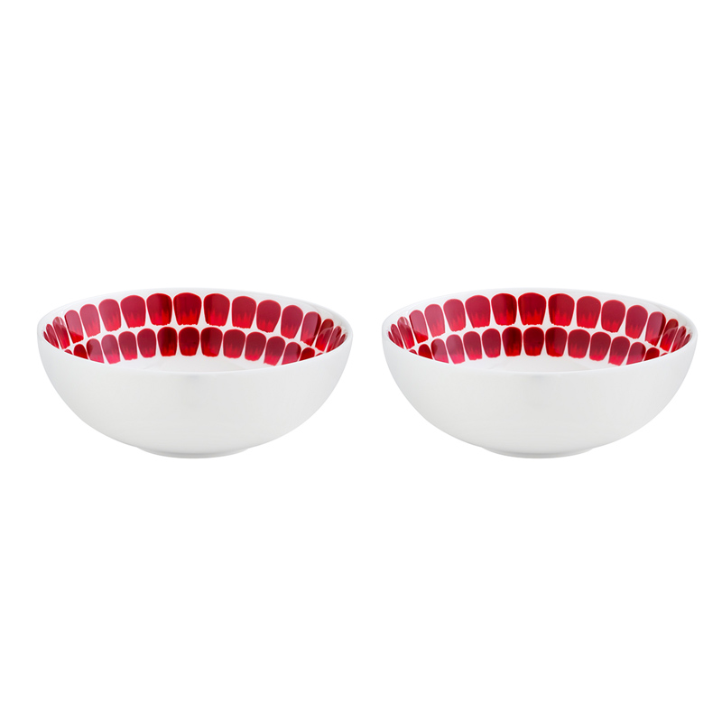 Crimson Petal Parade Ceramic Dinnerware - Twin Bloom Bowls image